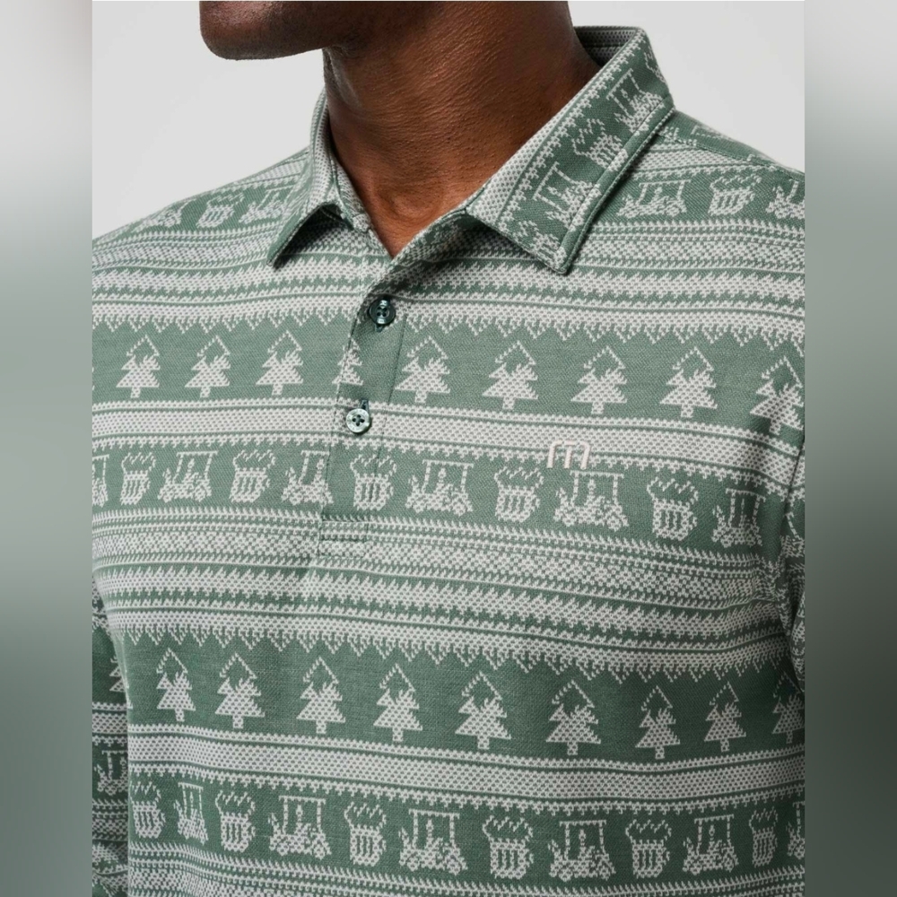 Travis Mathew Record Time Long Sleeve Holiday Golf Polo - Christmas - NWT